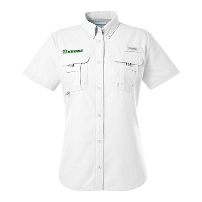 Womens Columbia Short Sleeve Button Up Product Image on white background