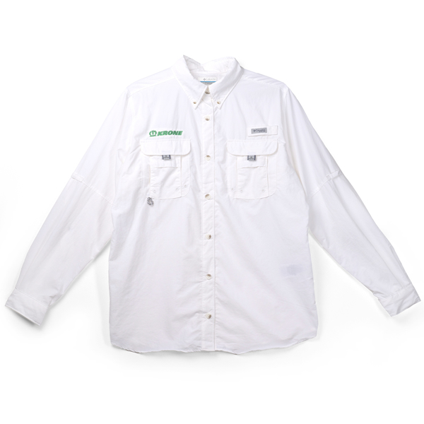Krone Ladies Columbia Long Sleeve Button Up Product Image on white background
