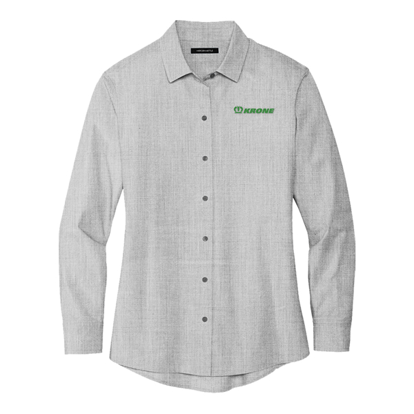 Gusty Grey Ladies Mercer+Mettle LS Woven Shirt Product Image on white background