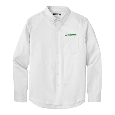 White Mens Port Authority LS SuperPro React Twill Shirt Product Image on white background