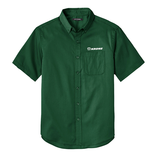 Dark Green Mens Port Authority SS SuperPro Twill Shirt Product Image on white background