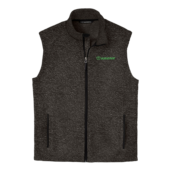 Black Heather Mens Port Authority Sweater Fleece Vest  Product Image on white background