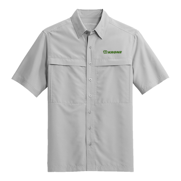 Gusty Gray Mens Port Authority Short Sleeve UV Daybreak Shirt  Product Image on white background