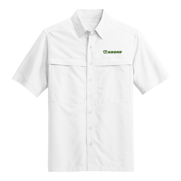 White Mens Port Authority Short Sleeve UV Daybreak Shirt Product Image on white background