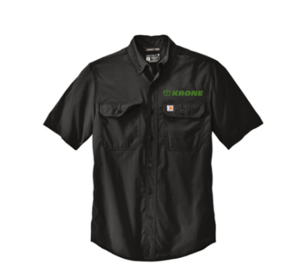 black pocket button shirt with krone logo