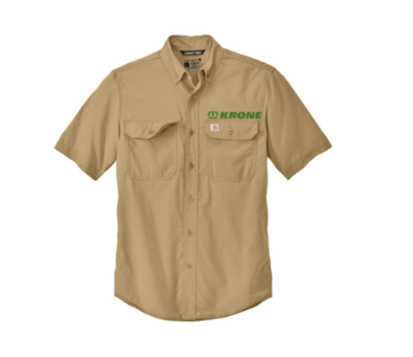 khaki pocket button shirt with krone logo