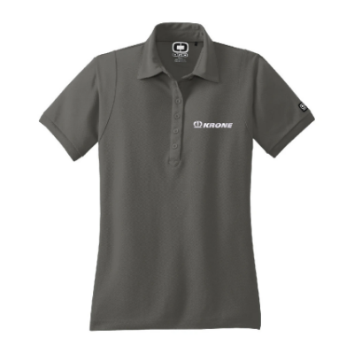 Grey polo with white Krone logo on left chest.