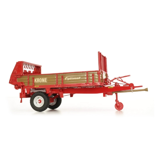 Side view of Krone Optimat miniature manure spreader on white background