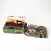 Open puzzle box with bag of loose 1000 pieces on white background