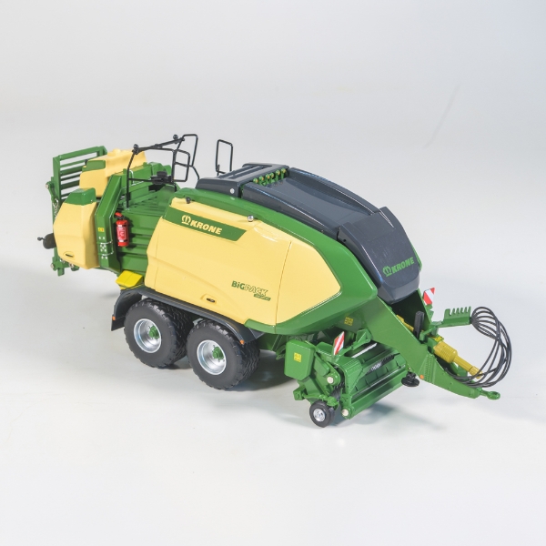 Front‑angled view of baler model showing pickup and tow hitch
