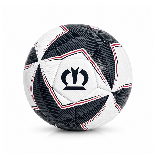 Soccer ball with Krone logo dead center in the middle of it. It's placed on a white background