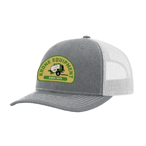Varipack 1973 Hat in heather gray and white with KRONE Equipment VARIPACK patch, front view