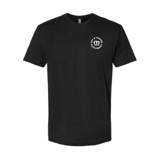 Born to Perform Tee in black with white KRONE Hay & Forage Equipment left-chest graphic, front view