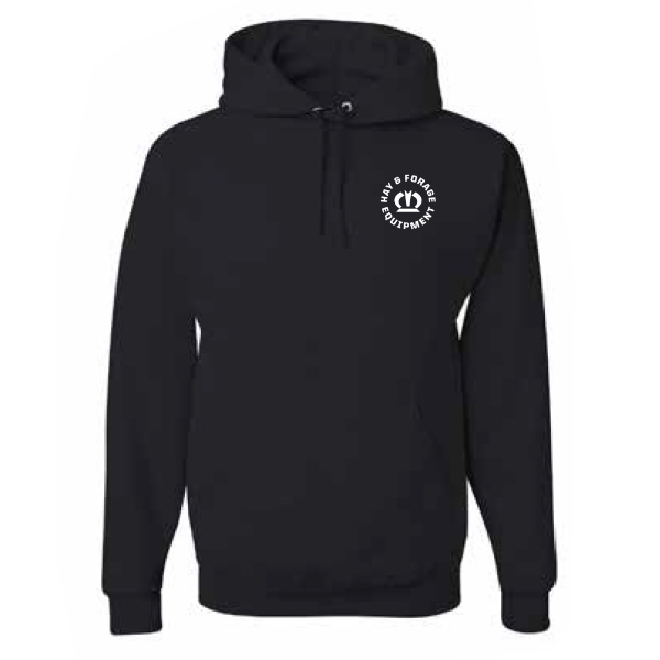 Born to Perform Hoodie in black with white KRONE Hay & Forage Equipment left-chest graphic, front view